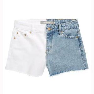Tractr Girls' Colorblock Cutoff Indigo/White Denim Shorts